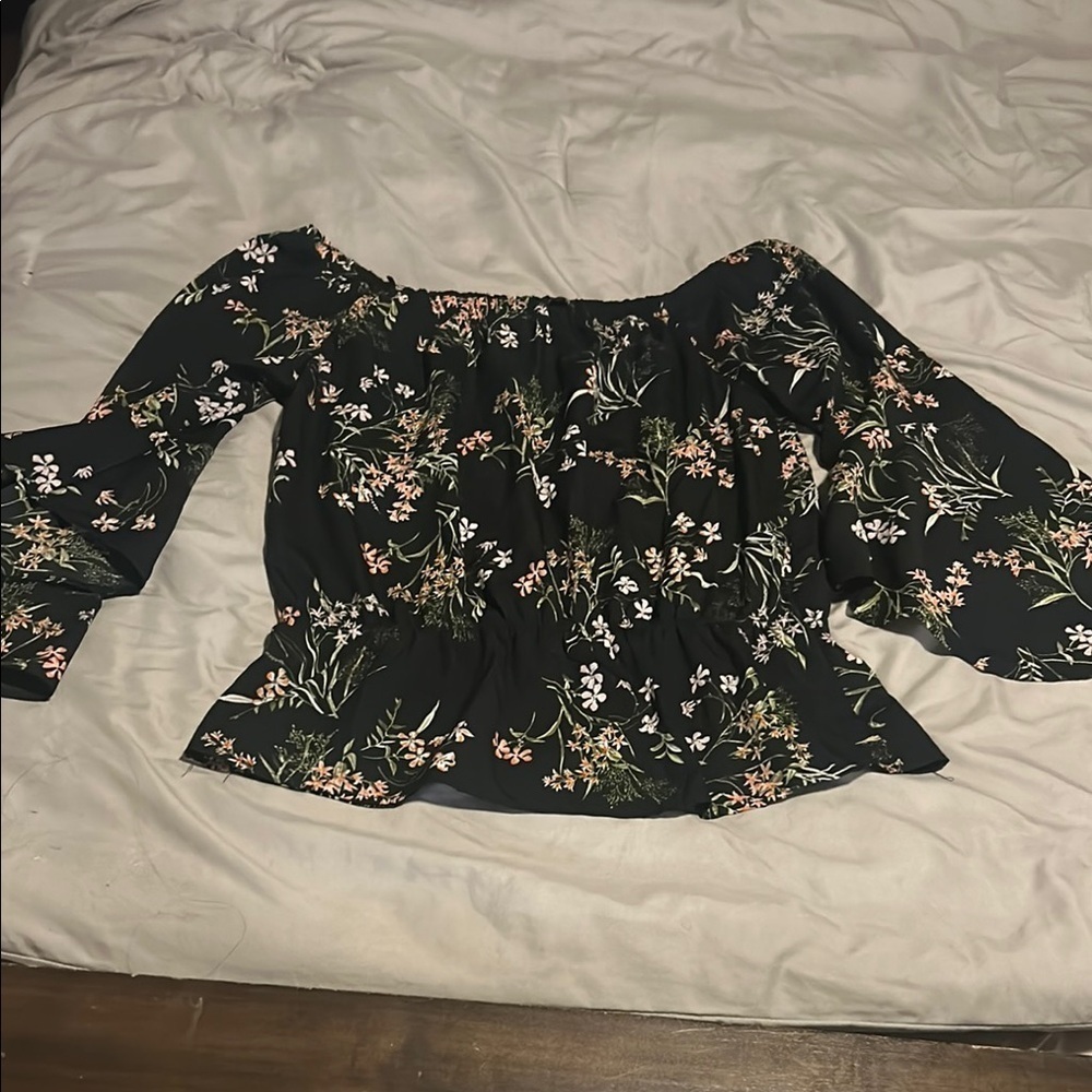 Ruffled Peplum Blouse in Pink and White